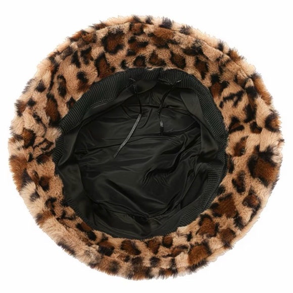 Leopard Print Faux Fur Bucket Hat - Picture 3 of 4